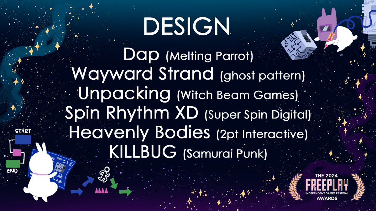 We're back with our nominee showcase for the Freeplay Awards!

Today's category: DESIGN!