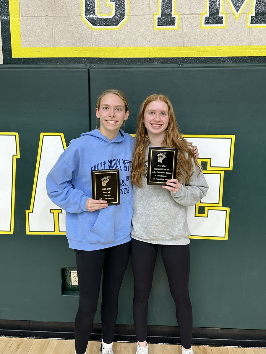 Congratulations to OUR very own Makayla Hopson and Claire Emery on their individual District 12AAAA Awards! Claire made the All-Defense team and Makayla made the All-Tourney team! The future is bright <a href="/mtjulietbears/">Mt. Juliet High School</a>!
<a href="/BNNMJHS/">BNN MJHS</a> <a href="/MJ_Athletics/">Mt. Juliet Athletics</a> <a href="/WilsonPostNews/">The Wilson Post</a> <a href="/FarmyJoe/">Coach Hiett</a> <a href="/Amandaw1318/">Amanda Whittington</a>