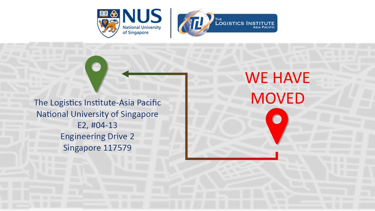 tliap_nus's tweet image. We are excited to announce that the The Logistics Institute - Asia Pacific has moved into our new office location.

We are now located at:
E2, #04-13, 3 Engineering Drive 2, 
National University of Singapore
Singapore 117579
