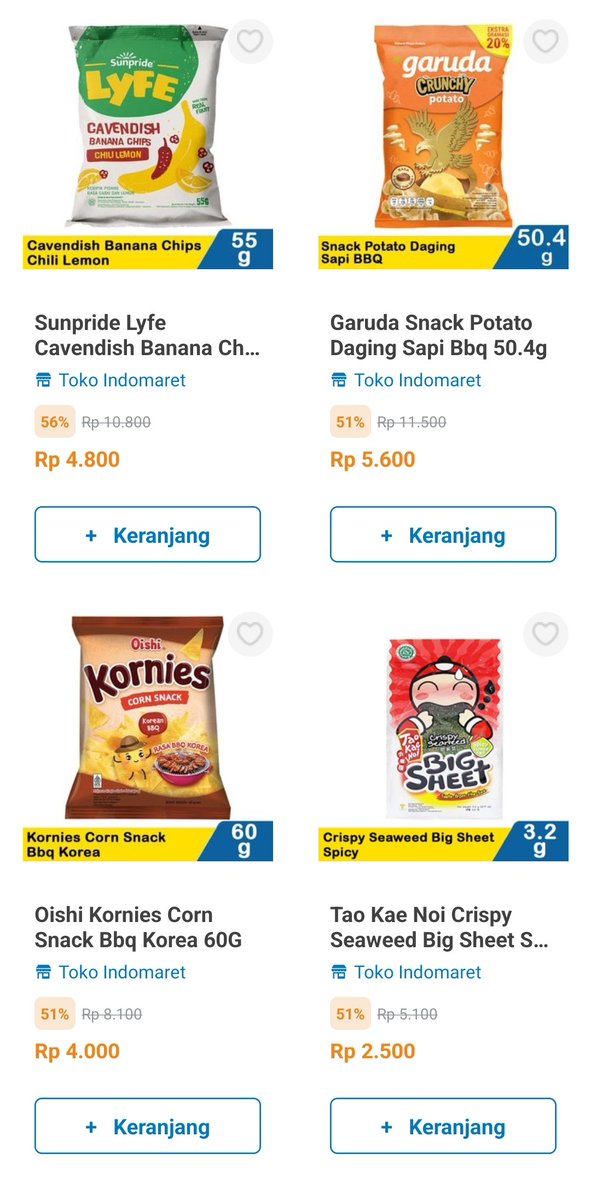 promoingfo's tweet photo. Promo snack Indomaret/Klik Indomaret
🐸diskon Snack up to 50%
- Surprise Lyfe Rp. 4800
-Garuda snack BBQ Rp. 5600
-Oishi Kornies Rp. 4000
-dll https://t.co/UY6psniAgp