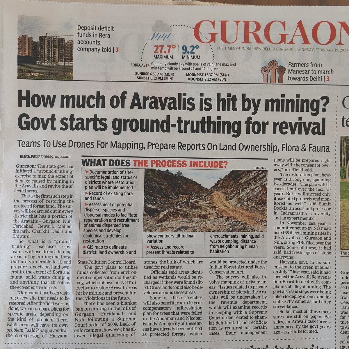 There has been a blanket ban on mining in the hills of Gurgaon, Faridabad and Nuh following a SC order. Lack of enforcement has allowed illegal quarrying of stones, the bulk of which are used for real estate @rahuulchoudhary Read the full story here toi.in/dcdMMY