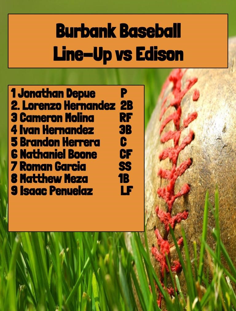 Burbank Baseball Season opener February 20, 2024, 7:00 PM, DRD #2