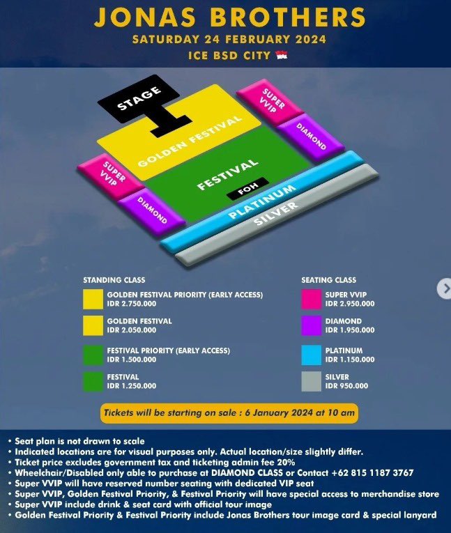 Dijual tiket Jonas Brother jakarta, Kelas Festival tapi dibawah harga, DM kalo minat #tiket