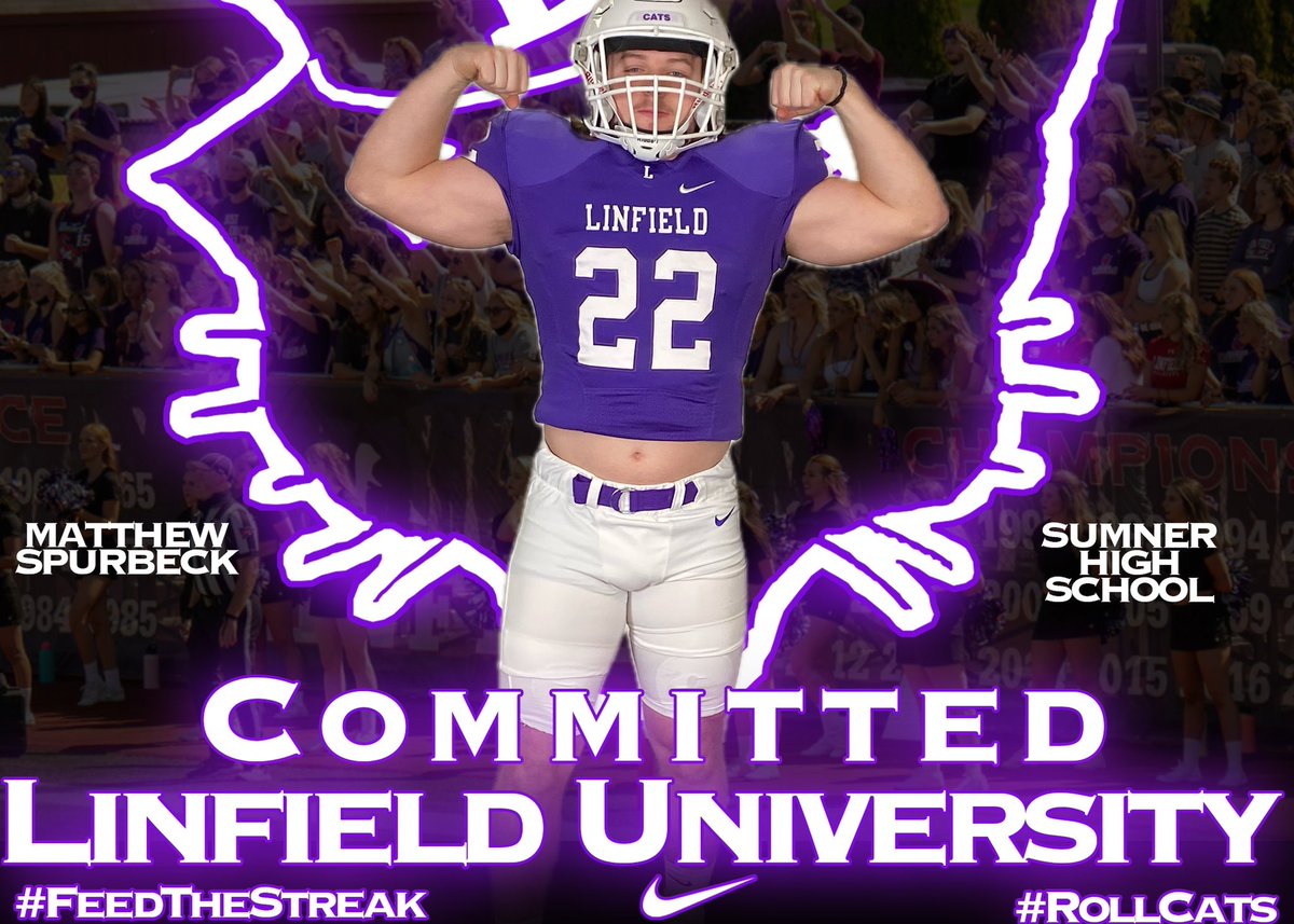 After a great visit to McMinnville this weekend I have decided to commit to Linfield University. #RollCats 
<a href="/SumnerFootball/">Home of the Spartans</a> <a href="/CoachSmithCats/">Coach Joseph Smith</a> <a href="/coachbelliott/">Brett Elliott</a>