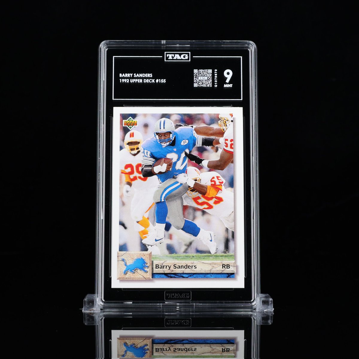 MeRedEye's tweet image. Card 4 of 5 from my submission to @TAGgrading 

1992 Upper Deck Barry Sanders

Grade: 9 Mint

#TheHobby #TAGgrading #BarrySanders #Lions #ByeByeBarry