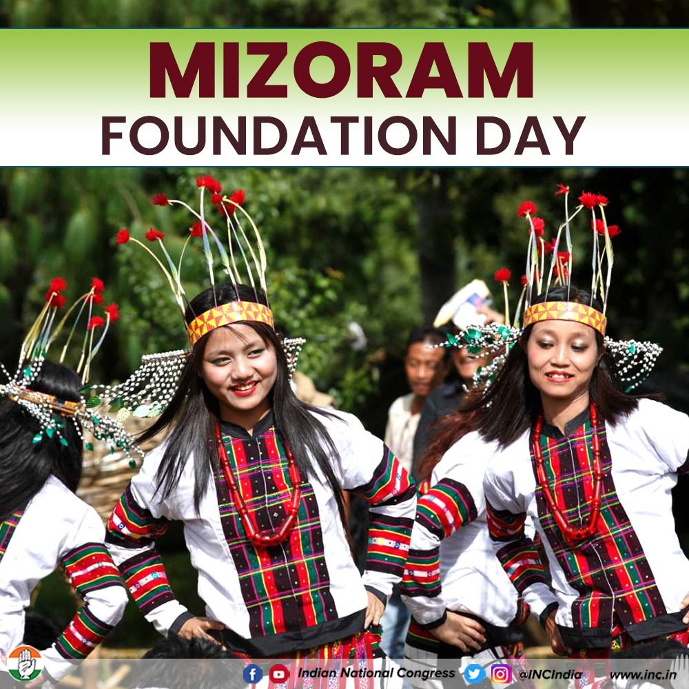 The Congress family extends warm wishes to the wonderful people of the unique Mizoram, the land of the hill people, on its Foundation Day.

Today, we also congratulate the state, which has made strides in empowering women and promoting gender equality.