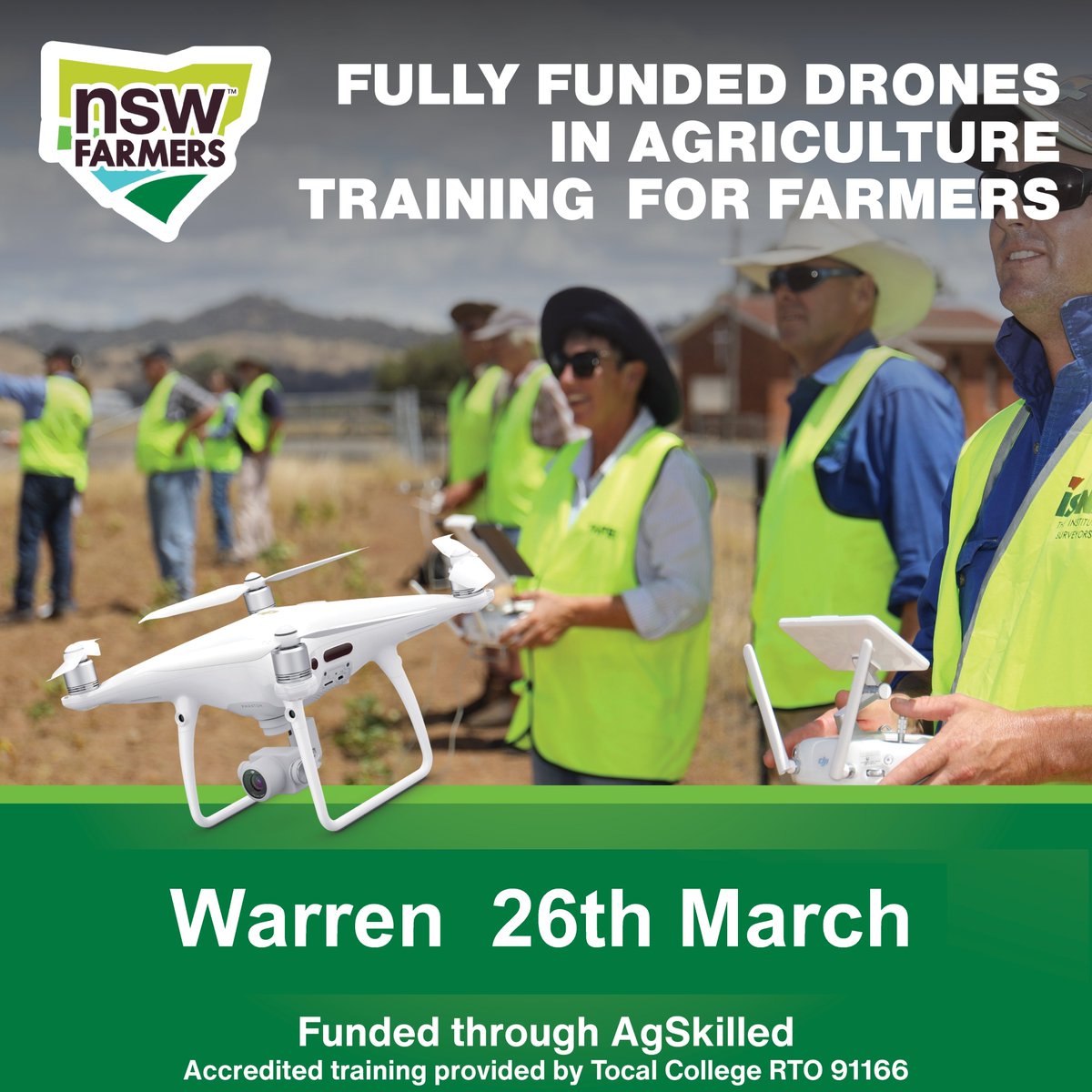 Still a few places left for Drones in Ag training at Warren on 26th March.  Funding applications due in the next day or two, so don't miss out!!
nswtrade.wufoo.com/forms/drones-i…
