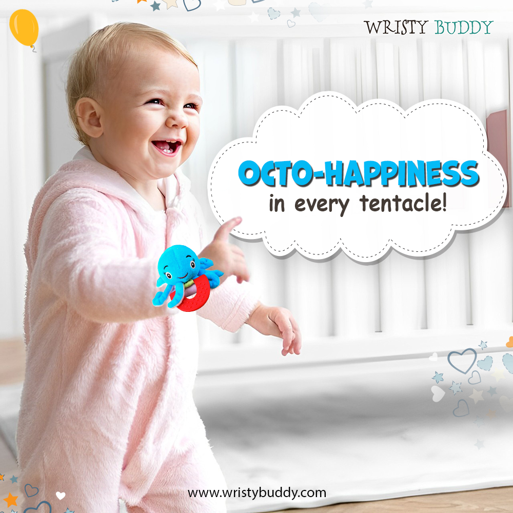See the joy unfold! Our octopus teether is a splash of comfort for teething babies. Dive into relief with this adorable underwater companion!

#wristybuddy #babyteether #octopusteether #babytoy #newborn #newparents #teethingrelief #happiness #adorable #teethers