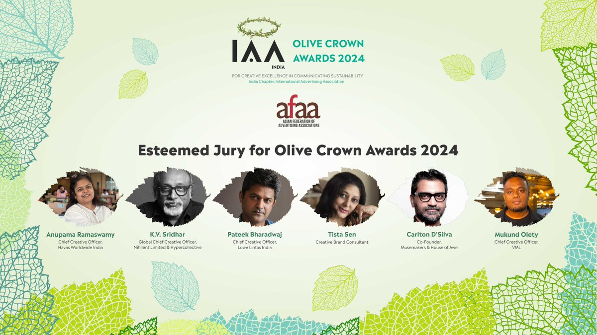 The elite jury for the IAA Olive Crown Awards.They give their time and expertise cause this initiative salutes the guardians of Brand Earth. Entries recd from India, Europe, Taipei, Bangladesh.
@skswamy  @janaksarda @PradeepDwivedi @neerajroy @panavi @tistathinks @kvpops