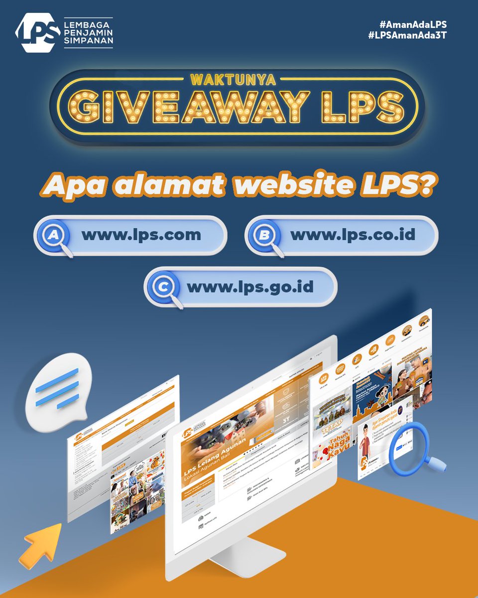 Sahabat LPS, yuk ikutan Giveaway LPS dengan menjawab pertanyaan berikut. 10 orang pemenang akan mendapatkan Voucher Go-Pay Rp250.000 untuk masing-masing pemenang.