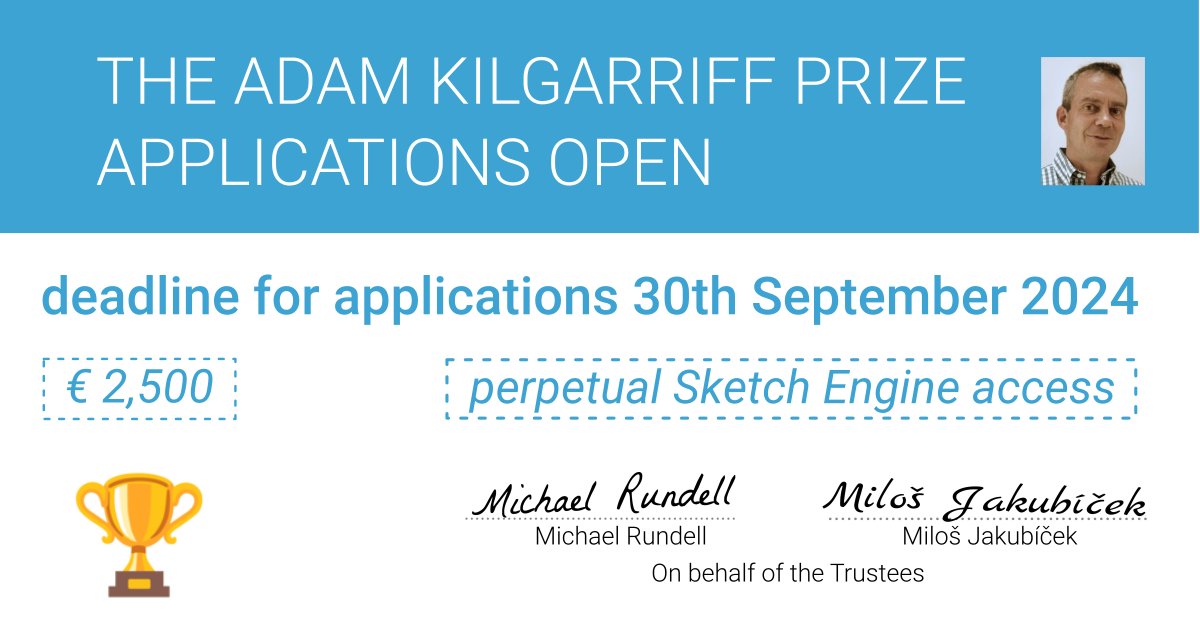 Applications are now invited for the Adam Kilgarriff Prize, honoring exceptional contributions in #corpuslinguistics, #computationallinguistics, and #lexicography. Apply by 30th September 2024. The Prize will be awarded at the eLex Conference 2025. kilgarriff.co.uk/prize/