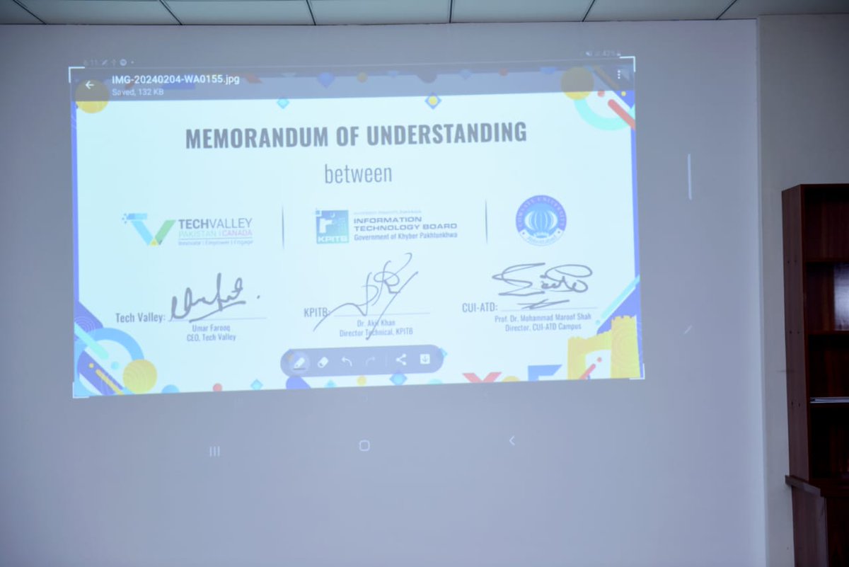 1/2 A Tri-Parti MoU signing between CUI-ATD, KPITB, and TechValley Google Educational services, in the presence of Chief Minister KP Justice (rtd) Syed Arshed Hussain Shah in the office of Commissioner Hazara Division, Syed Zaheer ul Islam. Initially, 500 scholarships initiated.