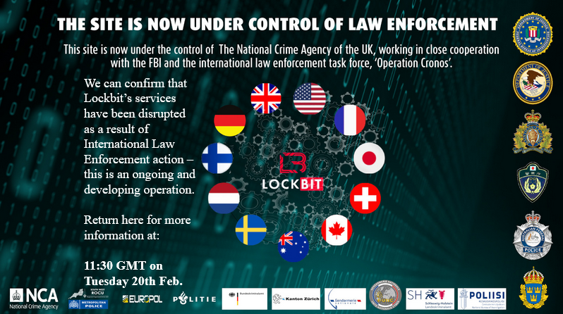 H4ckmanac's tweet photo. #BREAKINGNEWS 📢

🚨Law Enforcement Agencies Seize LockBit Ransomware Group🚨

A few hours ago, news arrived that the LockBit website has been seized by law enforcement agencies, as a result of "Operation Cronos".

All websites associated with the LockBit ransomware group are currently inaccessible or display a notification of seizure by EUROPOL. It seems that authorities have taken control of or shut down, at least, 22 Tor sites.

The administrative staff of the LockBit ransomware group has confirmed that their websites have been seized.

Reportedly, the attack on the criminal gang was conducted by exploiting CVE-2023-3824.

"The FBI messed up servers using PHP, backup servers without PHP are not affected," said LockBit in a message to individuals on Tox.

This information was primarily collected from @vxunderground.

This post will be updated with more details as soon as they become available.

#Ransomware #Security #DarkWeb #FBI #EUROPOL #LockBit #OpCronos
