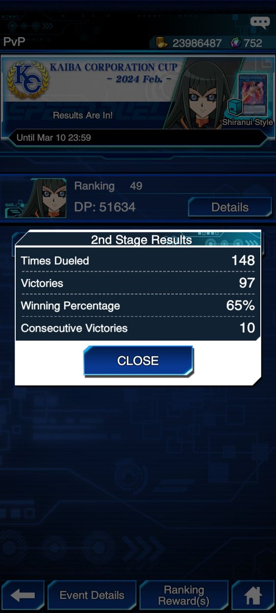 Kiss_shot30's tweet photo. Duel links Kc Cup feb 2024 Top 49🥳 https://t.co/s2tucGt2nI