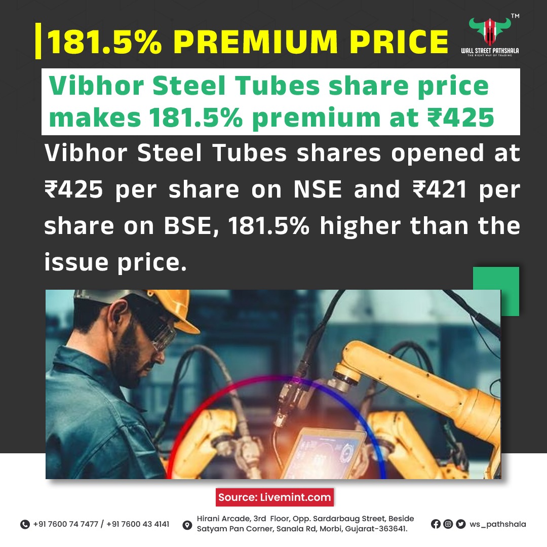 Stock Market News: Vibhor Steel Tubes #Shares Reach Rs. 425, Securing a 181.5 Premium in the Market.

Like, Share & Follow On - Facebook | Instagram |Twitter | Youtube

#vibhorsteeltubesipo #vibhorsteel #sharemarket #stockmarket #trading #wallstreetpathshala #wsp #today