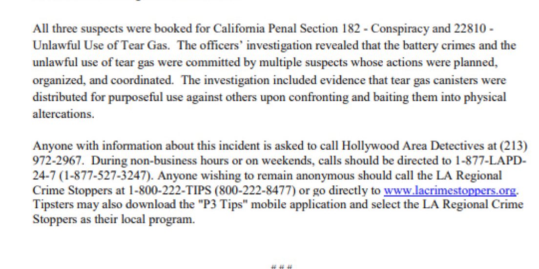 FilmThePoliceLA's tweet photo. The LAPD put out a shameful press release. 

They claim the protesters conspired and planned to attack La Poubelle patrons. 

ALL THE LAPD DOES IS LIE. https://t.co/nX9vQIFMDE