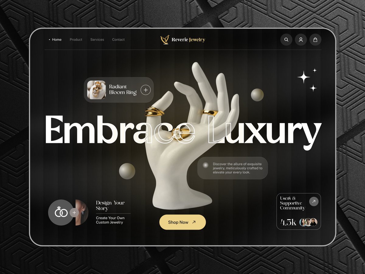 Discover perfect #jewelry effortlessly with our sleek #webdesign.

Clear navigation, high-res images, and detailed descriptions ensure easy shopping.

dribbble.com/shots/23667193…

#jewelryapp #jewelleryindustry #jewelleryshop #onlinestore #website #uiux #dribble #fashion #dribbble