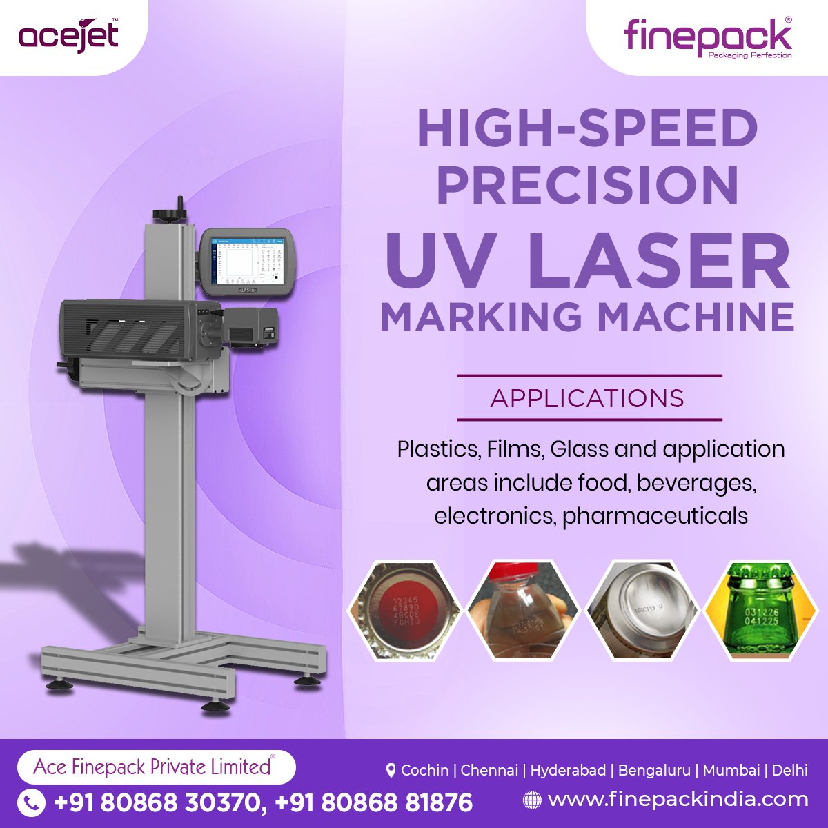 FinepackAce's tweet image. UV LASER MARKING MACHINE ✨ 
Experience high-speed precision with Acejet&apos;s UV laser marking machine! Mark intricate details on plastics, films, glass, and more across diverse industries like food, beverage, electronics, and pharmaceuticals.
#LaserMarkingMachine #HighSpeedMarking