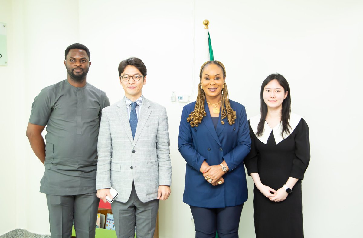 BarrUjuKennedy's tweet photo. Earlier today, I recieved a delegation from South Korea led by the Country Director in Nigeria, Son Sungli. The thrust of the meeting was to sustain bilateral relations/partnership between the Ministry and the Korean International Cooperation Agency (KOICA) in the area of country capacity building program on gender equality. Though I was impressed with their presentation, I still harped on the need to re-design the training program content to align with our local needs in the area of skill acquisition and manufacturing to enhance our capacity as Nigerians especially in view of the collective push to transit from consumption to producing nation and give us a comparative edge within the global community.
