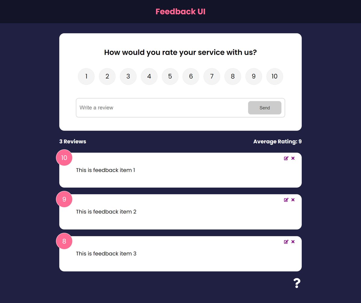EtherealSh33572's tweet photo. I recreated this is a project from a React Front To Back 2022 course. It allows users to add, update and delete feedback. It will soon use a mock REST api with json-server.

https://t.co/OHuGRtKdaX https://t.co/NxUyPsgoA5