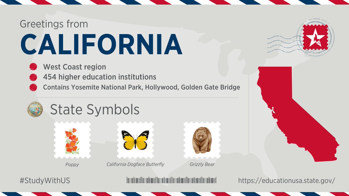 Looking to explore @YosemiteNPS, take in the Golden Gate Bridge, or study at one of 454 U.S. colleges and universities?  California has it all! Experience the Golden State, #California 📷 studycalifornia.us.