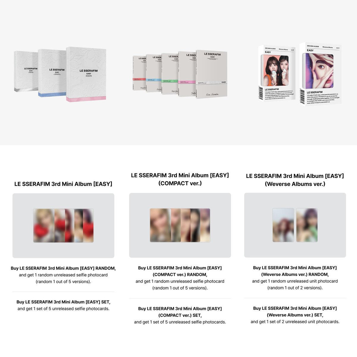 Mikrokosmos__MY's tweet image. [🇲🇾 FAST GO] LE SSERAFIM – EASY + Showcase Weverse POB

Due Feb 23 3PM
Release Feb 23

💰Random
Standard RM93
Compact RM62
Weverse Album RM57

RM 8 WM, EM depends on postcode
❌ 2nd payment

@pasarLESSERAFIM #pasarlesserafim #pasarlsf #pasarlesserafimmy