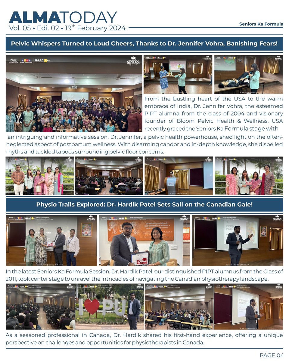 ParulAlumni's tweet image. The February edition of our newsletter, Alma Today, is here, brimming with excitement, as we reflect on the exhilarating RHMC and PPI Alumni Meets and the triumphant launch of the 2024 Career Pathway Program.

#AlumniNewsletter
#PUAlumniAssociation
#ParulUniversity