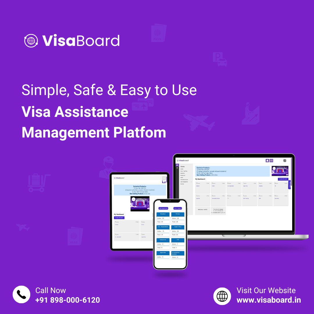 Unlock simplicity, safety, and ease with Visa Board!

Streamline your processes effortlessly,  elevate your consultancy with confidence,  and experience the future of seamless visa Assistance management.

#VisaBoard #VisaManagement
#StreamlinedEfficiency #SafeAndEasy