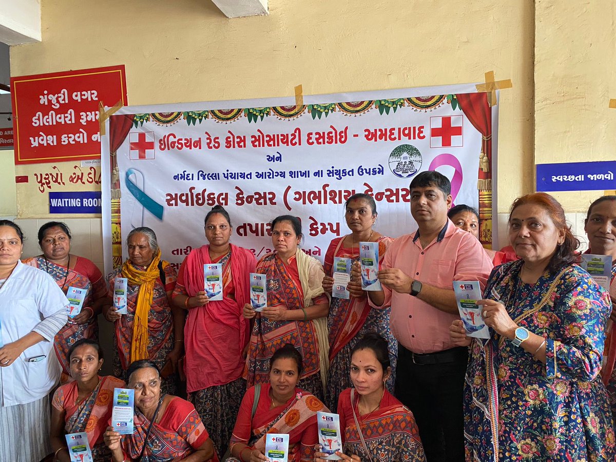 Cervical cancer screening and awareness camp was held by IRCS Gujarat State Branch in conjunction with Indian Oil Corporation at Ahmedabad. This camp benefited 211 women. Hemoglobin levels of patients were also examined.