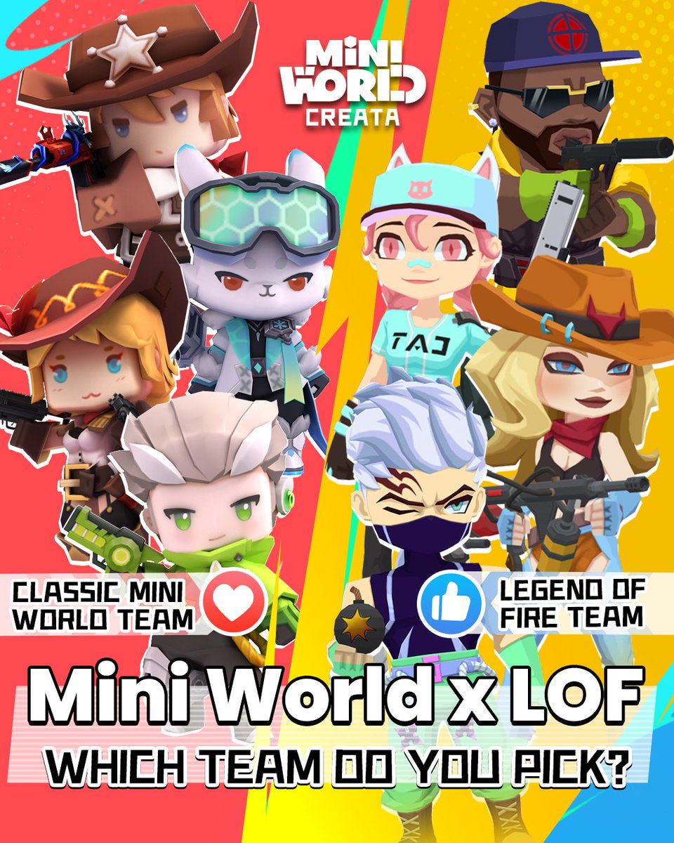miniworldCreata's tweet image. 🎮ミニワール「Legend of Fire」スクワッドが公式で登場！💥🚀あなたはクラシックミニワールドチームの忠実なファンですか、それとも「Legend of Fire」チームがあなたの心を捉えますか？👍クラシックと革新の衝突、情熱と火花の融合-この戦いはあなたの一票待ってます！🔥
#miniworld
#ミニワールド
