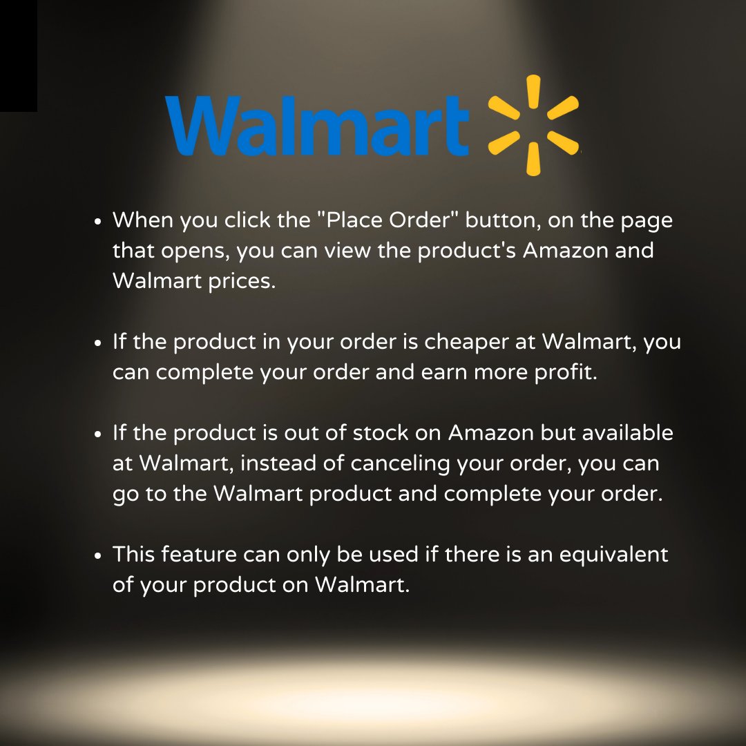 SelleRunning's tweet photo. If the product in your order is cheaper at Walmart, or if it is out of stock on Amazon but available on Walmart, instead of canceling your order, you can just go to Walmart product and complete your order. 

#sellerrunning #dropshipping #walmart #amazon #dropshippingmarketplace https://t.co/kcVyLTQHV1