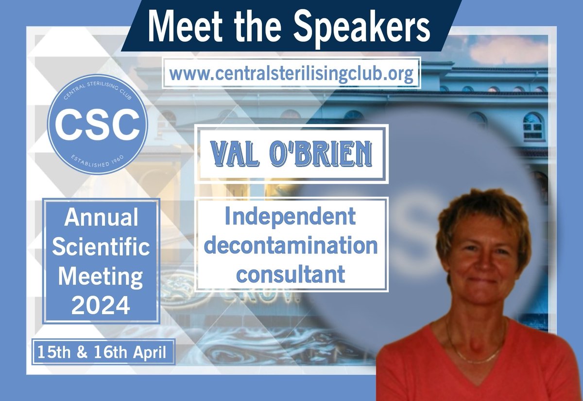 Past Chair, Val O'Brien will be talking in our Education, Training and Competency session about the work being done by a select group, to bring together an evidence based compendium on decontamination.
Have you booked yet?