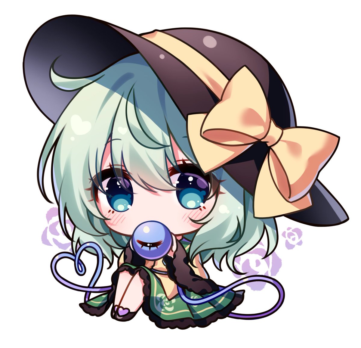 komeiji koishi 1girl hat solo green skirt third eye chibi skirt  illustration images