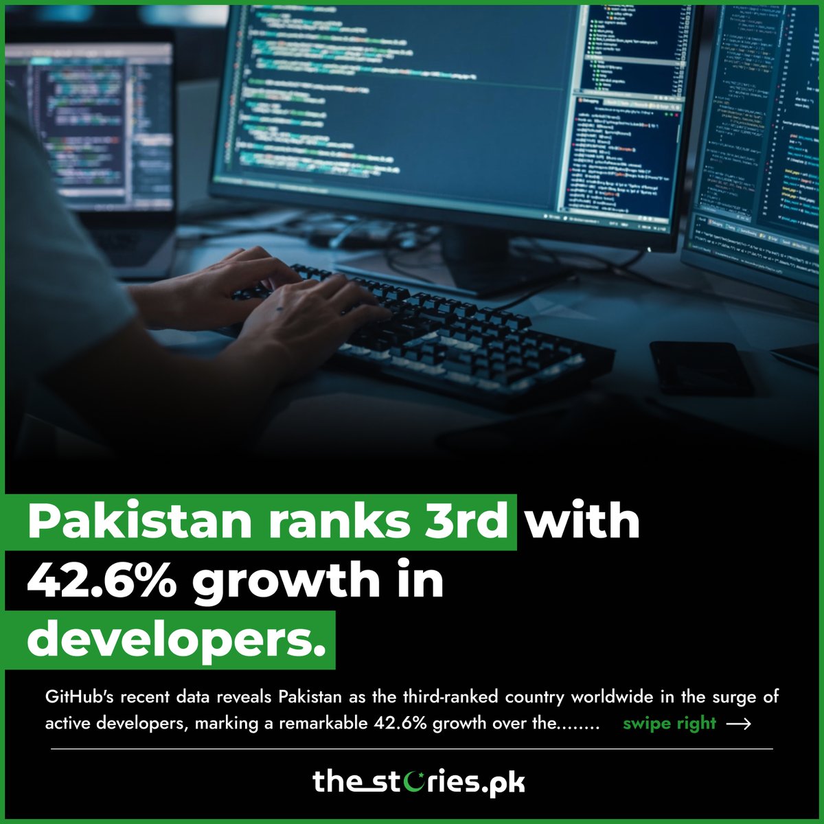 thestoriespk's tweet image. Pakistan ranks 3rd with 42.6% growth in developers.
#PakistanDevelopers #TechEngagement #GitHubData #DeveloperGrowth #DigitalResources #InnovationTrend #EconomicGrowth #TechHub #GitHubActivity #DeveloperCommunity #TechEngagement #breakingnews #world #trend #fyp #thestoriespk