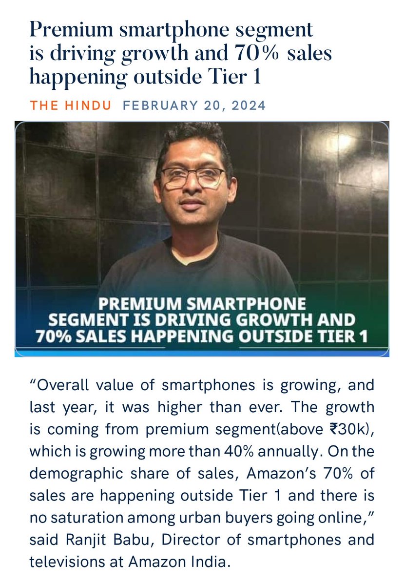 zahidpatka's tweet photo. Kudos PM @narendramodi Ji Govt #MakeInIndia #MakeForWolrd #PLIScheme
5G smartphone price will become more affordable, starting somewhere at around ₹9,999
Premium smartphone segment is driving growth and 70% sales happening outside Tier 1
https://t.co/0QJE50Vj4g
@PMOIndia https://t.co/KB7qUJA9qI