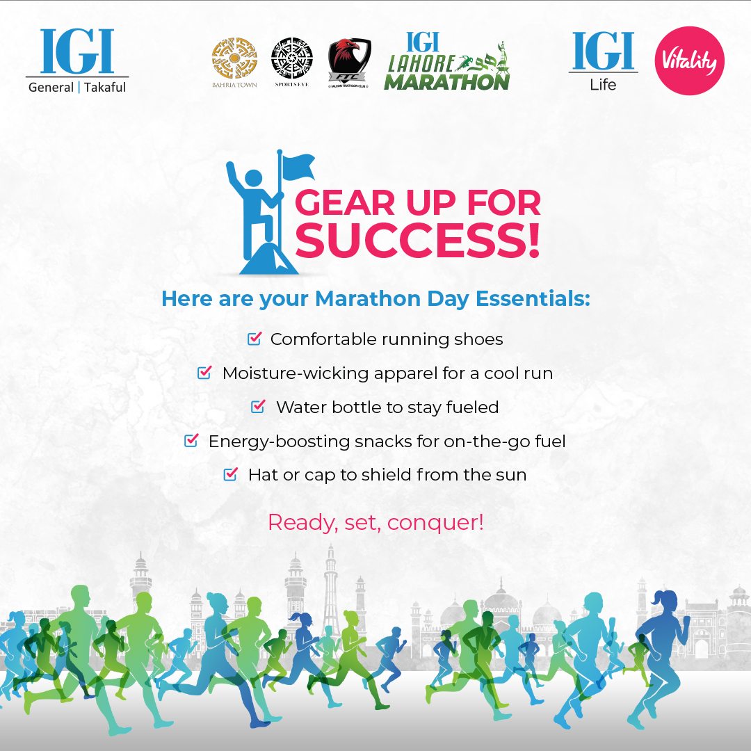 lifeIGI's tweet image. As the IGI Lahore Marathon approaches, make sure you've got the essentials covered for an unforgettable run.

#RunReady #IGILahoreMarathon