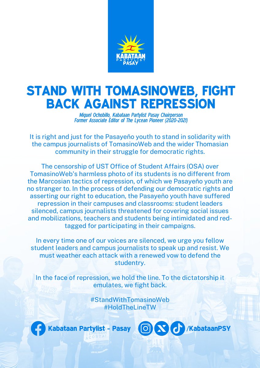 Stand with TomasinoWeb, Fight back against repression

#StandWithTomasinoWeb #HoldTheLineTW