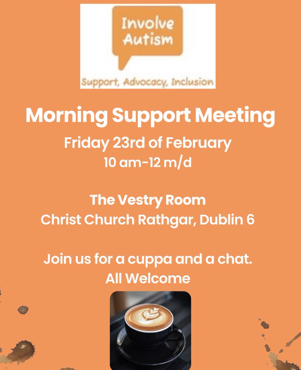 If you are a parent/guardian of an autistic child or a child with additional needs and are looking for support. Please pop along to our support meeting this Friday @10.00am. All welcome.