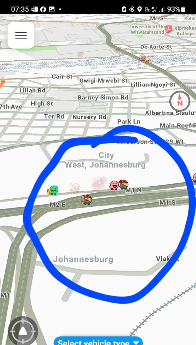 M1 near Gold Reef, JHB: five armed men reportedly in traffic robbing motorists.

#CrimeWatch