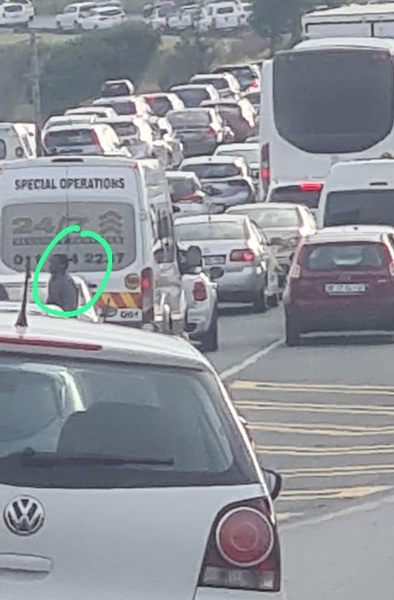Abramjee's tweet photo. M1 near Gold Reef, JHB: five armed men reportedly in traffic robbing motorists.

#CrimeWatch https://t.co/kkBNACDSGW