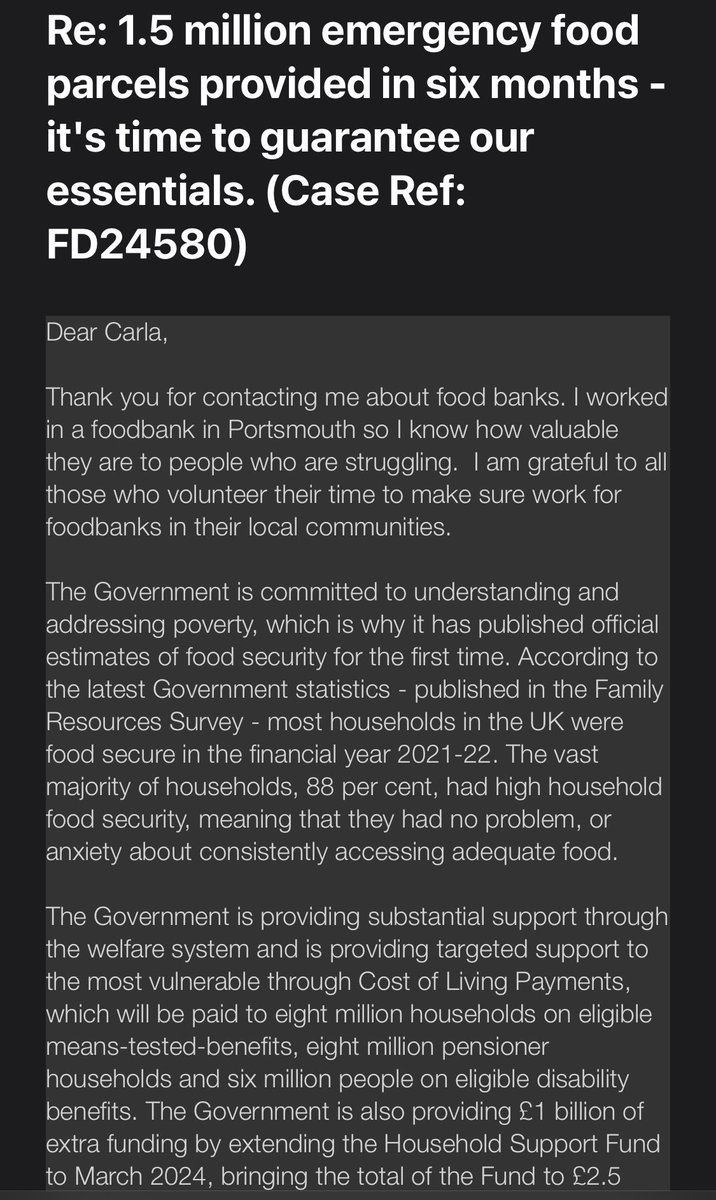 @Conservatives Food banks shouldn’t exist!! Here’s my Tory MP’s cut and paste reply 🙄 #foodbanks #torypoverty #austeritywasachoice #ToriesBrokeBritain #ToriesOut593