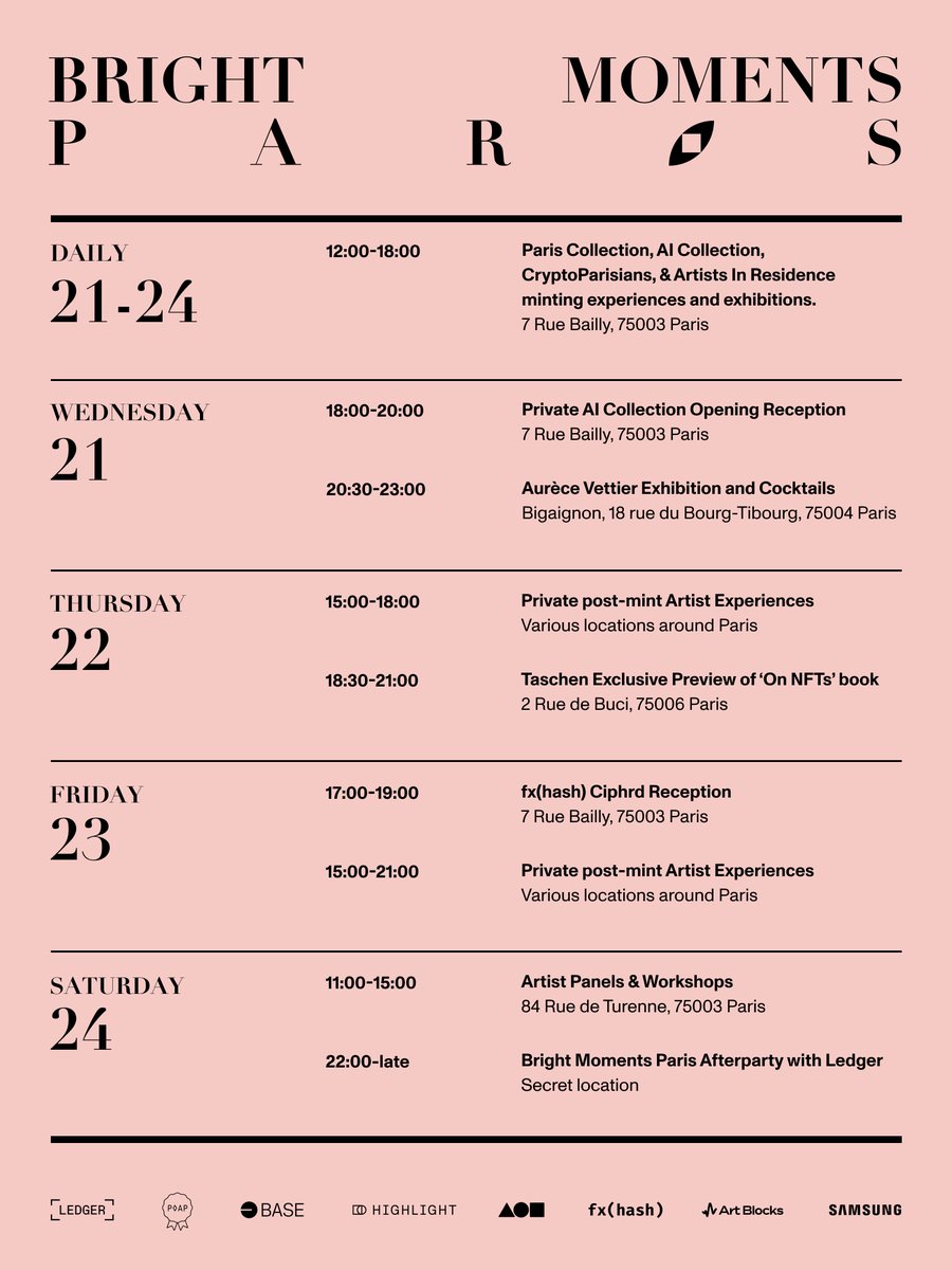 Bonjour! Four days of Bright Moments Paris starts tomorrow 🇫🇷