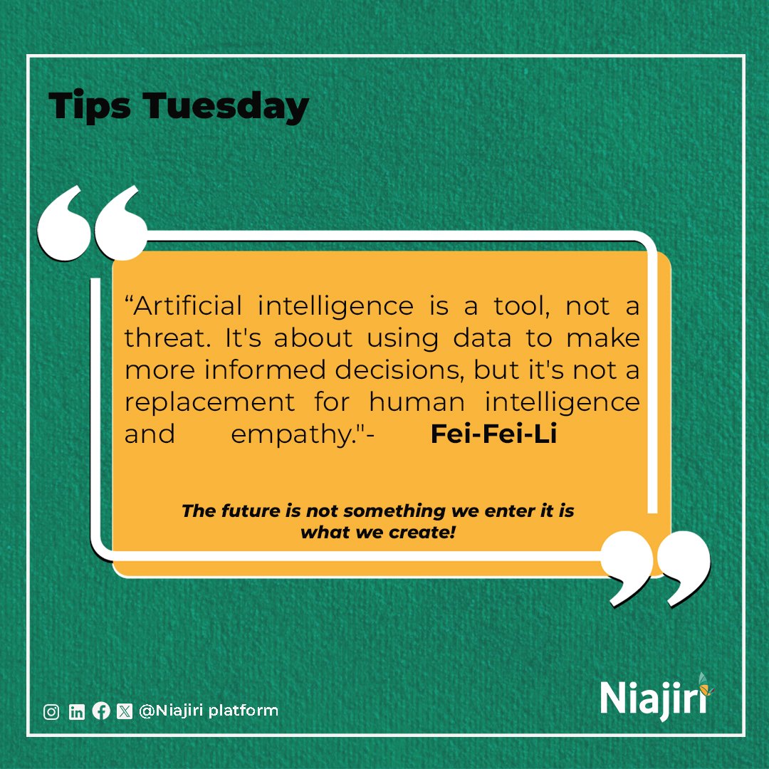 #TipsTuesday

Artificial intelligence✍️🤖  Don't forget to Join us for an insightful Expert Talk this Saturday and have an opportunity to grasp the basics of AI. Click the link below to secure your spot! 👇👇
forms.gle/JuHULX8g3nJ3Fj…

#Niajiritz #Niajiri