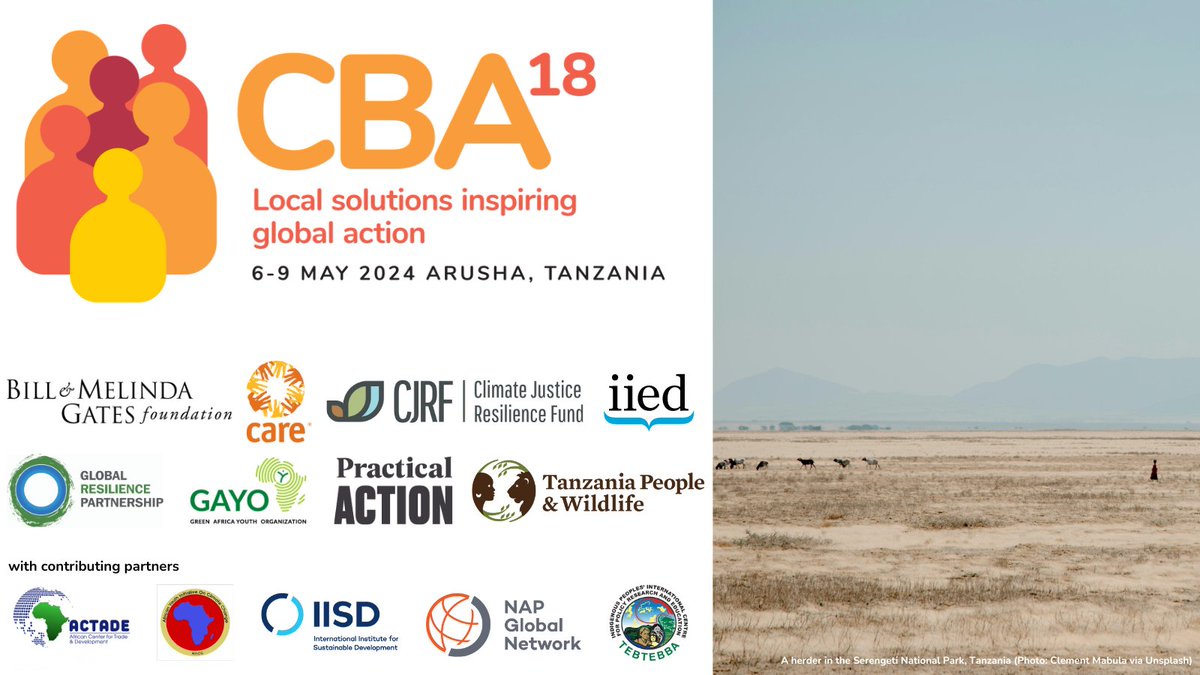 #CBA18 is the space for the adaptation community to share learning on community-based & #LocallyLed #adaptation, & to explore how to put the principles for locally led adaptation into practice.
Join us at #CBA18! Register now! --> iied.org/cba18

#ClimateAction #CBA18