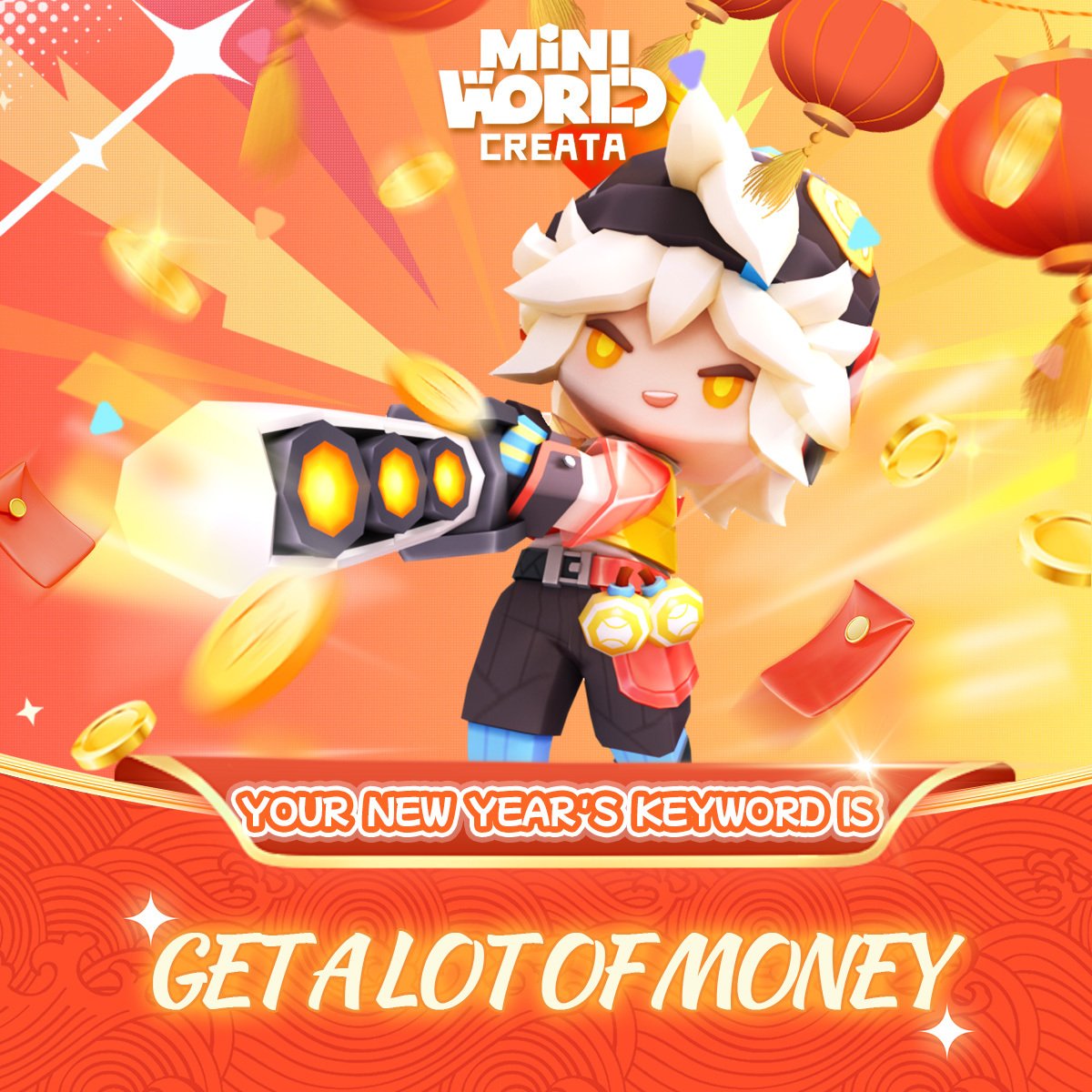 miniworldCreata's tweet image. 🐉✨ 今年のキーワードはもう見つかりましたか？
🚀あなたのキーワードが何ですか？🧐
👾好きなゲームでたくさんの幸運、勝利、成果をもたらしますように！🎮🍀 
#ミニワールド 
#miniworld