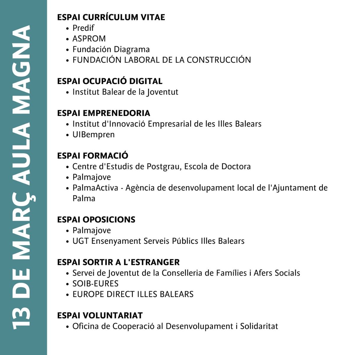 DOIP (@doip_uib) on Twitter photo Vols aprofitar al màxim l'oportunitat de trobar feina al #JobDayUIB? 🙌
Visita els espais amb mostradors de diferents entitats on et podran assessorar de manera individualitzada o en petits grups.
Coneix tots els córners! 👉 bitly.ws/3dymN
<a href="/UIBuniversitat/">Universitat de les Illes Balears - UIB</a> Vols aprofitar al màxim l'oportunitat de trobar feina al #JobDayUIB? 🙌
Visita els espais amb mostradors de diferents entitats on et podran assessorar de manera individualitzada o en petits grups.
Coneix tots els córners! 👉 bitly.ws/3dymN
<a href="/UIBuniversitat/">Universitat de les Illes Balears - UIB</a>