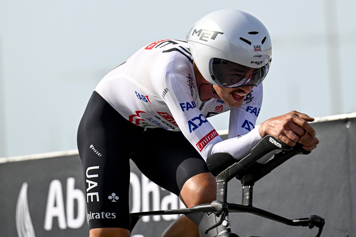 SEGcycling's tweet image. 🥈 @JayVine3 time trials his way to second in the day at the #UAETour2024🇦🇪, which also brings him up to second on the overall standings just two seconds shy from the race leader