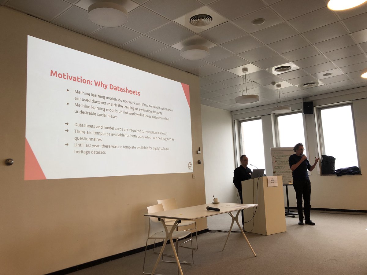 EurResearch's tweet photo. Our Research Community & @EuropeanaTech host a WG on #datasheets for DCH. Here are @sclaeyssens & Jörg Lehmann presenting its outcomes and plans at the 'Collections as Data' event. Find out more and get in touch if you are interested! https://t.co/1xwoL7lEkx
#DS4CH #DataKBR https://t.co/SBZexKra15