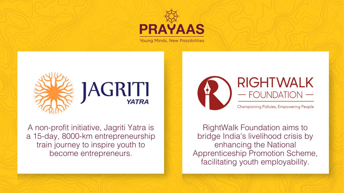 <a href="/hcltech/">HCLTech</a> <a href="/FloorWalkIndia/">FloorWalk</a> <a href="/lendahandindia/">Lend-A-Hand India</a> <a href="/AvantiFellows/">Avanti Fellows</a> <a href="/EvenCargo/">EvenCargo</a> <a href="/jagritiyatra/">Jagriti Yatra</a> <a href="/RightWalkIndia/">RightWalk Foundation</a>

#Prayaas2024 #YouthEmpowerment #InnovationForChange #EducationLeadership #PolicyMakers #Entrepreneurship #Research #YouthSolutions