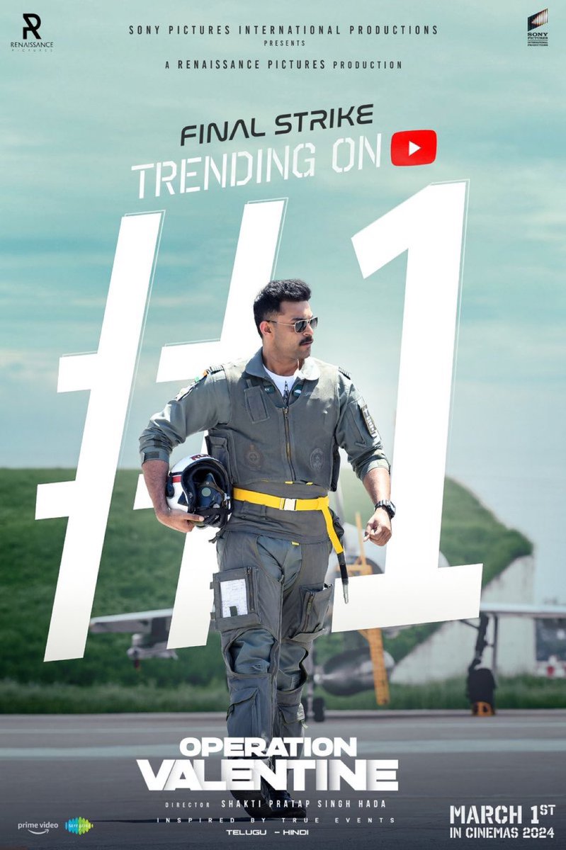#OPVFinalStrike Soaring #1 on YouTube in quick time 

- bit.ly/OPVFinalStrike

#OperationValentine in cinemas from MARCH 1st 

#OPVonMarch1st